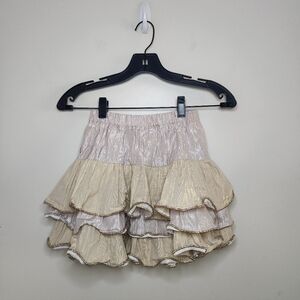 Girls Mustard Pie Metallic Gold /Beige  Ruffled Skirt Sz 5
